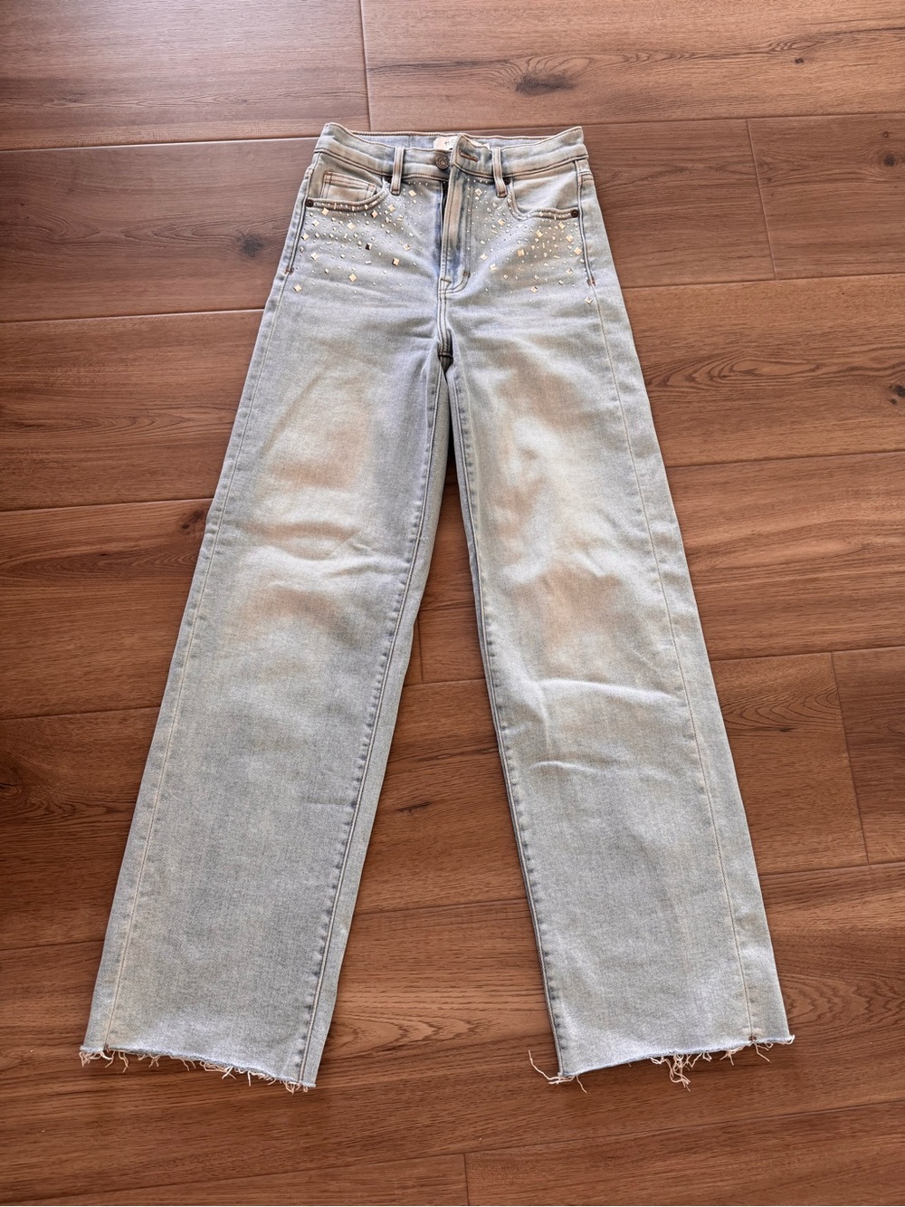 HIDDEN Logan Rhinestone Studded Dad Jeans Light Wash Size 25